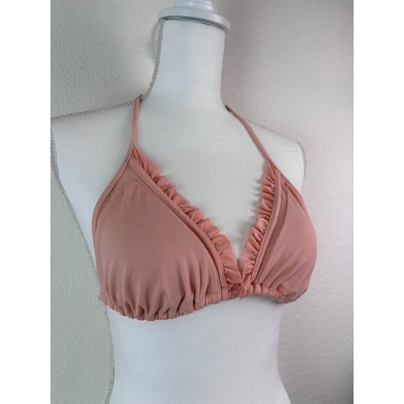 Victoria's Secret women's medium peach pink triangle bikini swim halter top - Picture 2 of 4